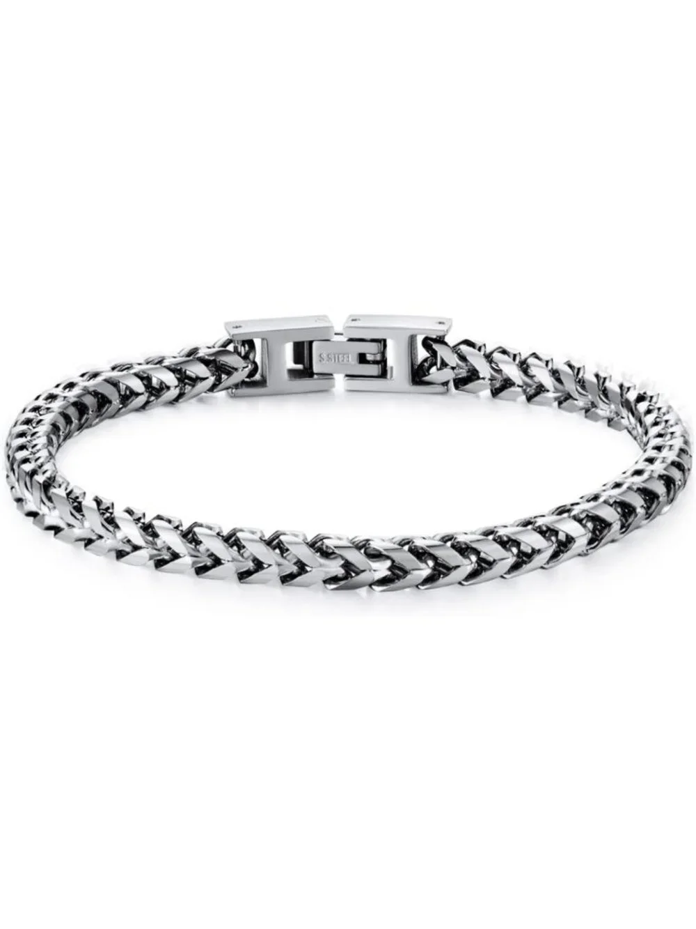Stylish Men's Stainless Steel Franco Chain Bracelet with Fold Over Clasp